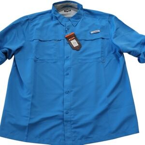 Habit Outdoors Mens 3XL Mediterranean Blue Vented Fishing Shirt TS10296 NEW